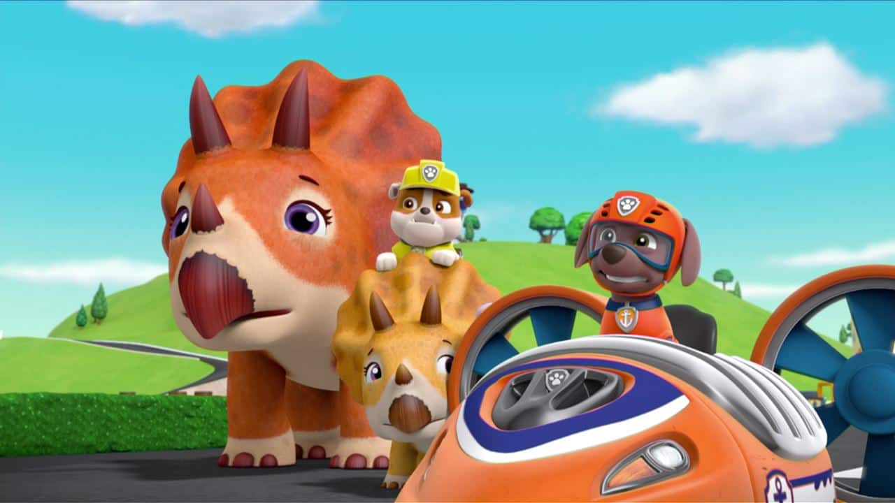 pups bark with dinosaurs